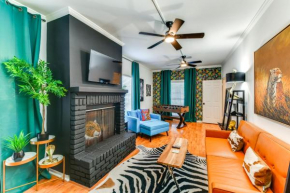 Colorful Baton Rouge Home Deck, Grill and Fire Pit